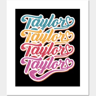 Retro Personalized TAYLOR Girl First Name  Repeated Text Posters and Art